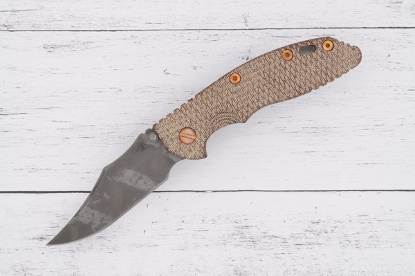 Rick Hinderer XM-18 3.5 Bowie - Non Flipper - Textured Lockside - Textured Natural Micarta - S45VN - BPU 868 sold by SellYourKnife USA